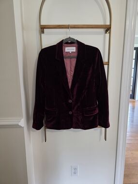 cupcakes & cashmere Velvet Blazer in Deep Wine